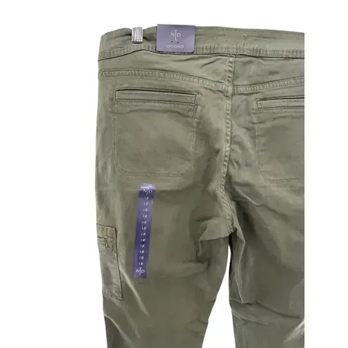 NYDJ Darleen Cargo Legging Jeans Spanish Moss Green Stretch Zip Hem Size 12 NWT