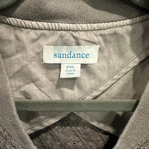 Sundance Boho 100% Cotton Gray Eylet Lace Boxy Cropped Utility Jacket Petite XL