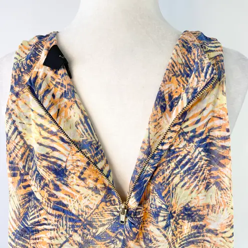 Lumière New Palm Print Layered Tank Top Blue Orange
