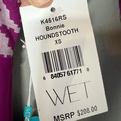 WET Swimwear One Piece Swimsuit Size XS Bonnie Houndstooth Long Sleeve NWT Purple