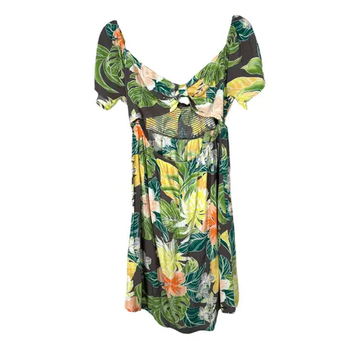 Volcom  Excapism Slate Grey Cut Out Floral Mini Dress Size Large NEW with Tags - Image 7