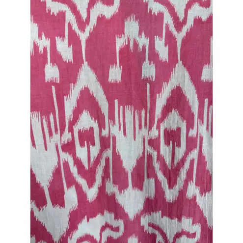 LIVRO Oversized Classic Kurta Caftan Ikat Pink & White Pockets Size XS