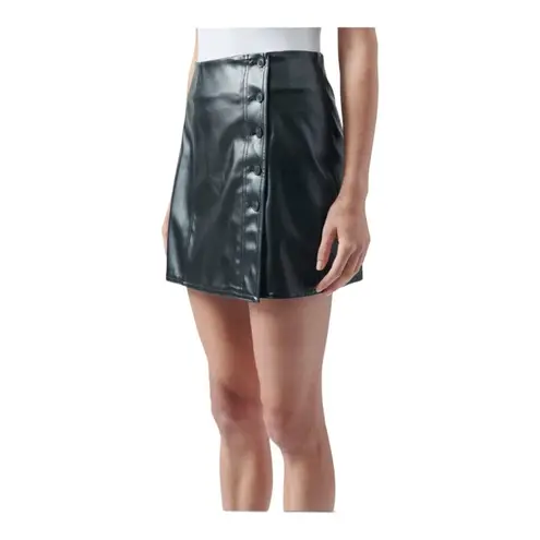 ATM Vegan Leather Wrap Skirt Black 8 New