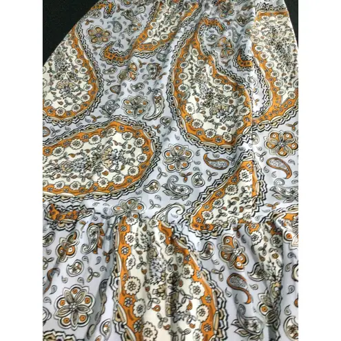 LOFT Outlet Maxi Skirt Paisley Print Elastic Waist Casual Bohemian S Blue