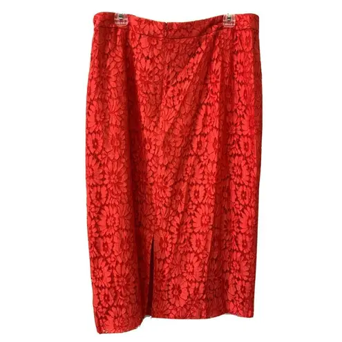 Halogen  Womens Red Bittersweet Floral Lace Overlay Pencil Skirt Plus Size 16