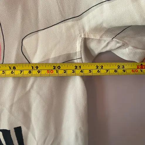 Piazza Sempione Gray Pink Artsy Abstract 3/4 Sleeve Tunic Top Women size Medium