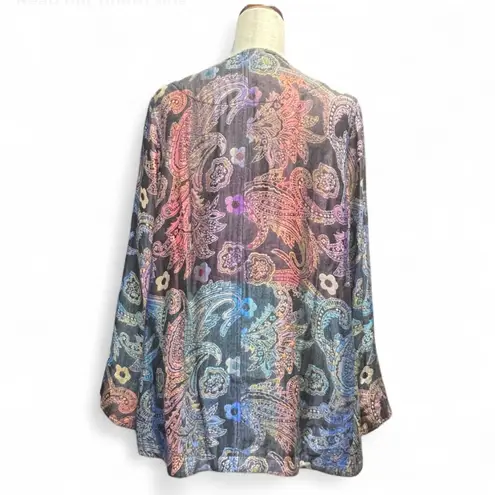 Soft Surroundings Paloma Cardigan Multicolor Paisley Pattern 100% Rayon Large - Image 3