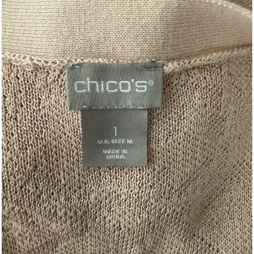 Chico's  Sweater Women Medium Blush‎ Pink Open Longline Cardigan Everyday Casual