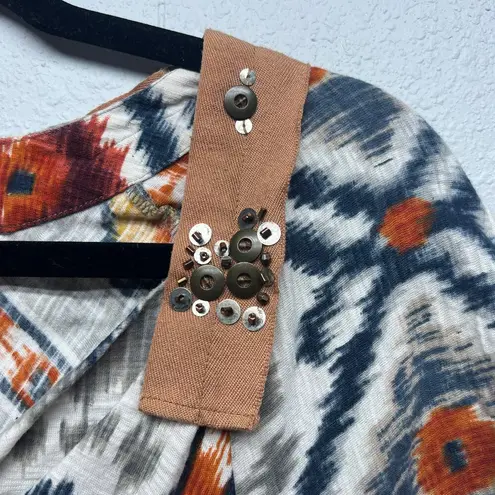 Tiny by Anthropologie Womens Top Small Cotton Aztec Festival Tribal Hippie Boho Gray