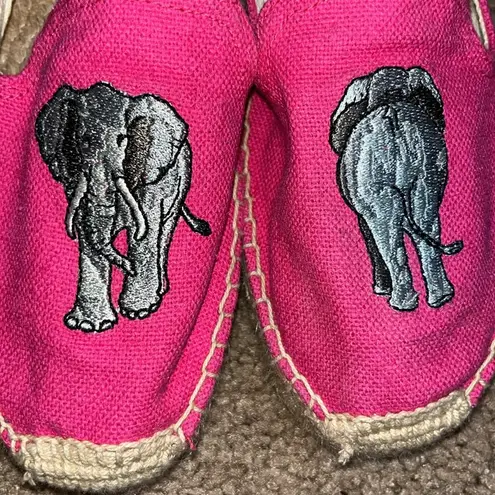 Soludos Elephant Embroidered Platform Espadrilles Pink 7.5