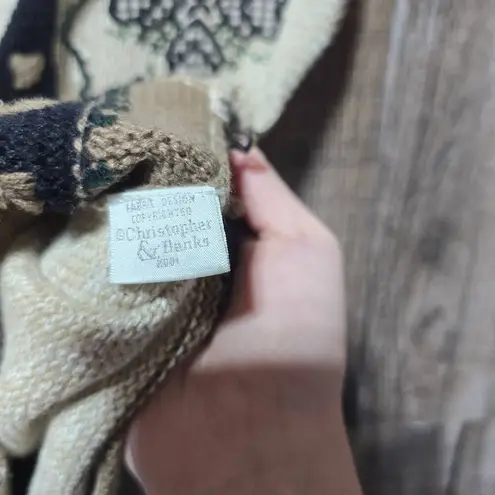 Christopher & Banks Vintage Y2K Beige Heart Embroidered Clover Knit Vest