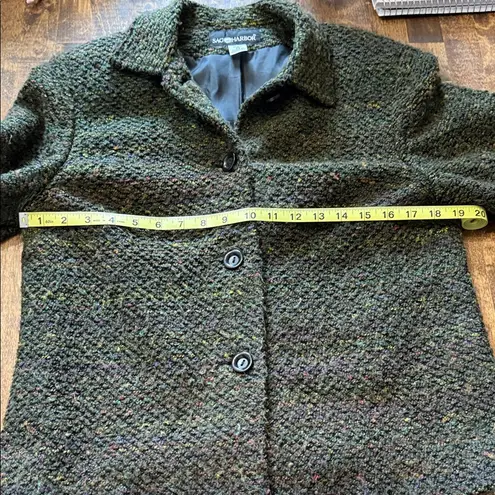 SAG HARBOR Olive Green Boucle Tweed Blazer Jacket Size 10