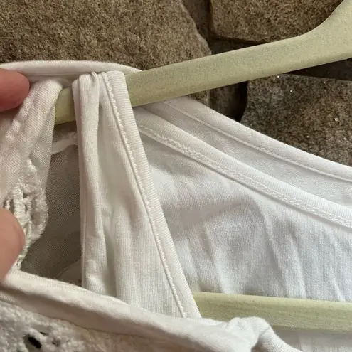 Soft Surroundings 2-pc white rosette lace crotchet embroidery boho top Large