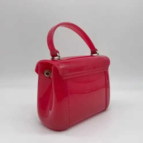 Furla Candy Mini Hot Pink Patent Mini Top-Handle Purse Gold Turn-Lock Preowned