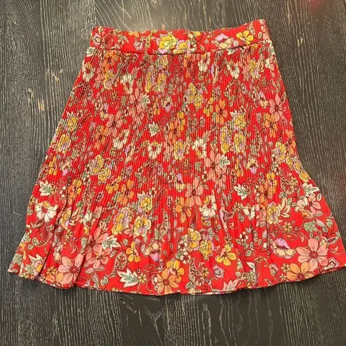 Status by Chenault Women's XL Red Floral Pleated Short Mini Skirt