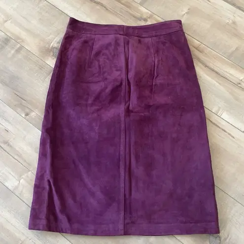 Gap Vtg  Suede Leather Pencil Skirt Plum Eggplant Sz 1