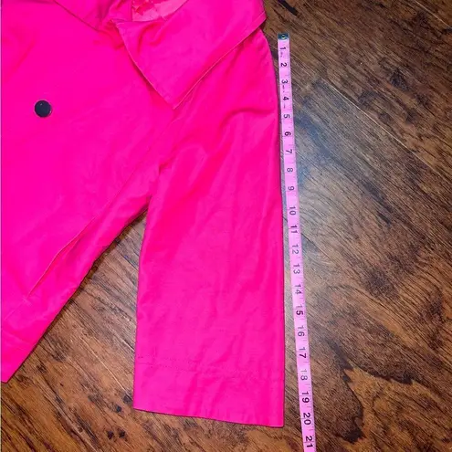 Rafaella Hot Pink Cropped Sleeve 2-Button Blazer Tailored Utility Jacket Barbie Size M