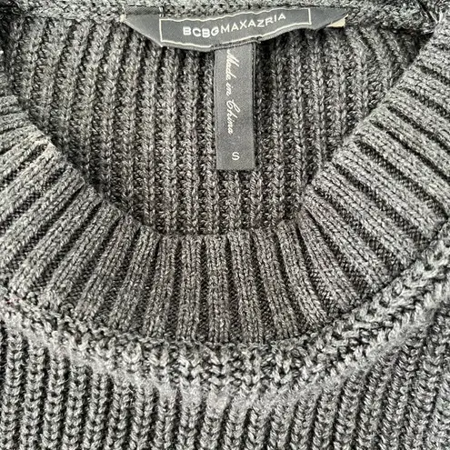 BCBGMAXAZRIA  Charcoal Rib Knit Crew Neck Sweater, Size S