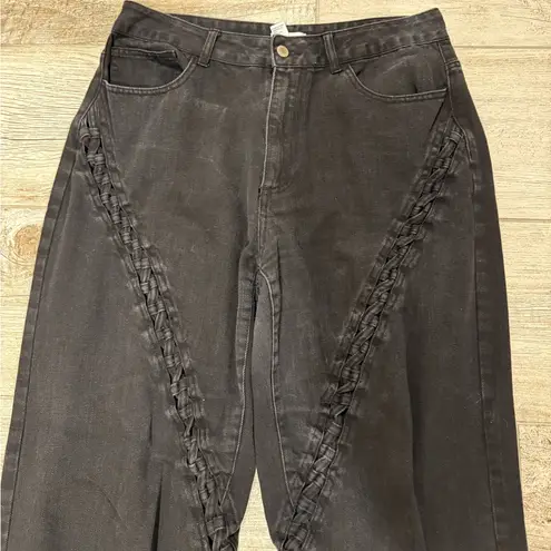 Forever 21 Wide Leg Black Tie Up Jeans