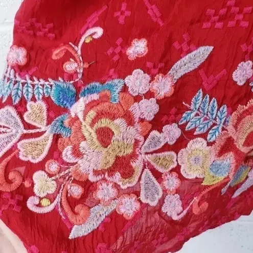 Johnny Was Gina tie neck heavily embroidered blouse NWT RARE