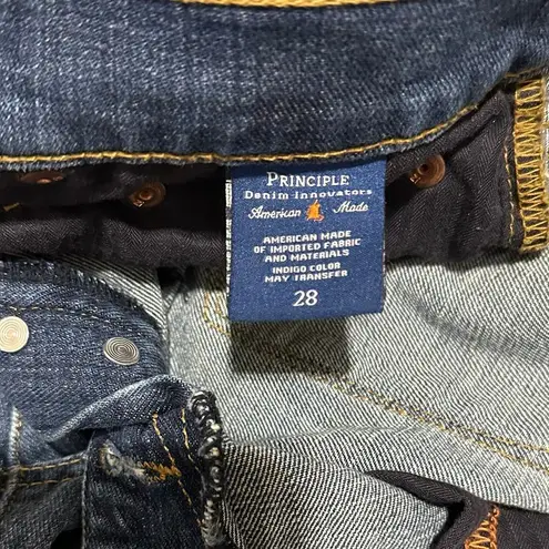 Principle Denim Pathfinder Blue Jean Midi Short Womens 28 Low Rise Button Fly