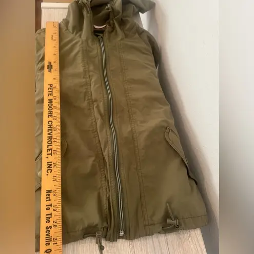 J.Crew  Olive Green Full Zip Cinch Crop Waist Hoodie Windbreaker Jacket