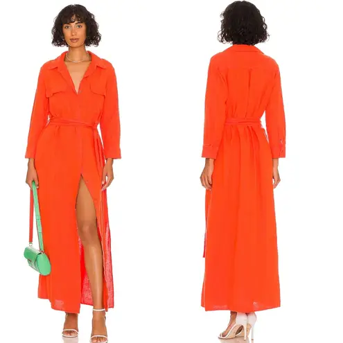 L'Agence NWOT L’AGENCE Cameron Long Shirt Dress Cherry Tomato Belted Womens Size XS *FLAW