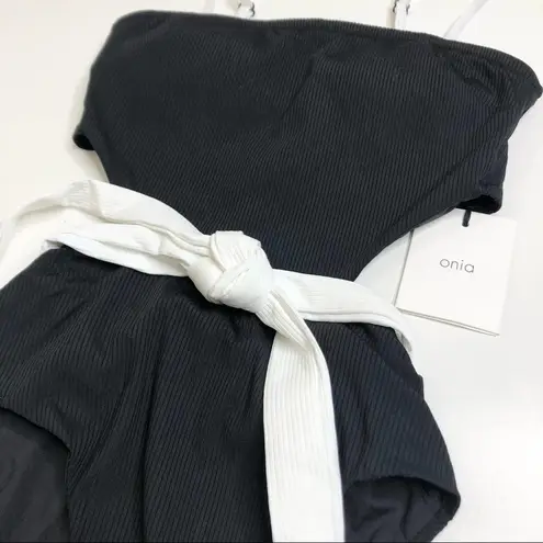 ONIA Rumi One Piece Black Rib White Belt XS