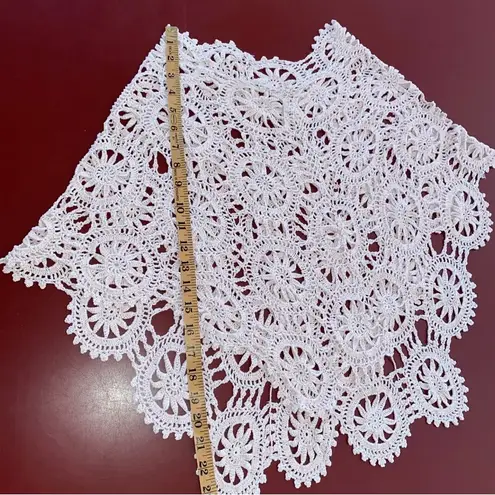 Womens Beige Crochet Poncho Cape Boho Hippie Festival Coachella fairycore osfm Size undefined