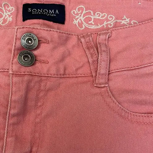 Sonoma Pink Denim Capri Stretchy Women's Jeans Size 8