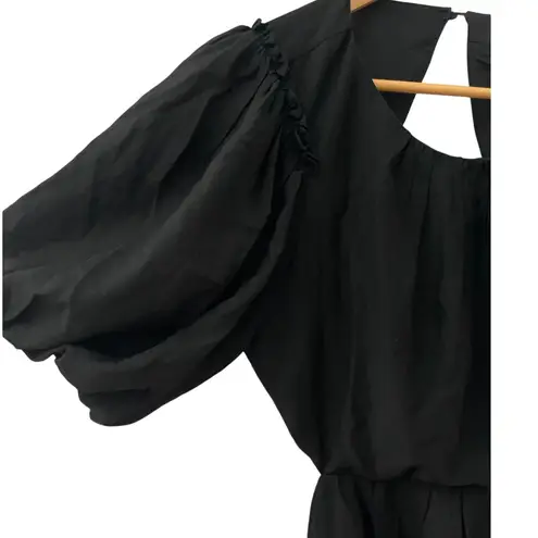 Moon River Black Bubble Sleeve Back Cutout Mini Dress Size Large