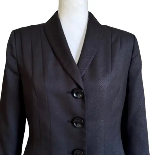 Kasper Blazer Black Monochromatic Long Sleeve Tailored Jacket Size 8 Petite