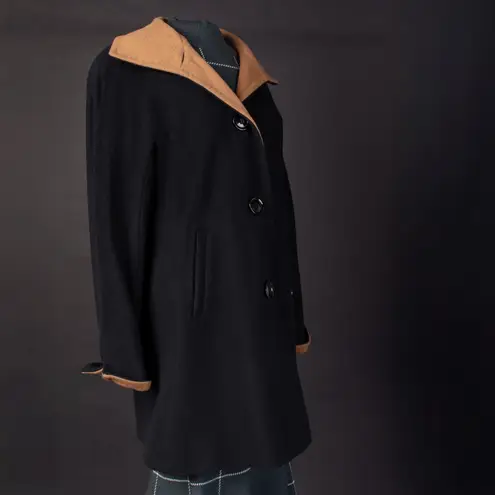 Ellen Tracy Wool Blend Button Wide Collar Lapel Coat Size 2