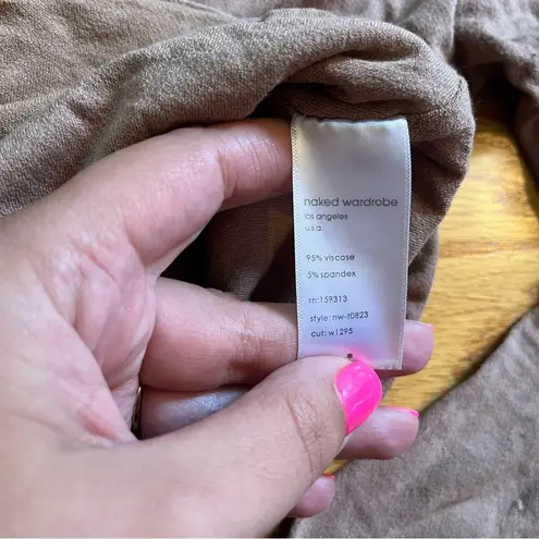 Naked Wardrobe light brown long sleeve cropped shirt size small