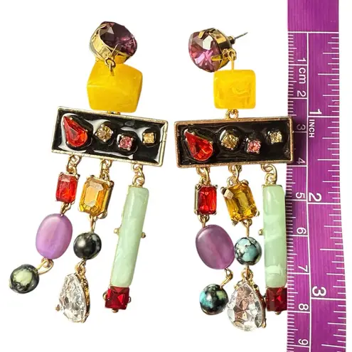 Chandelier Dangle Jeweled Earrings Multi