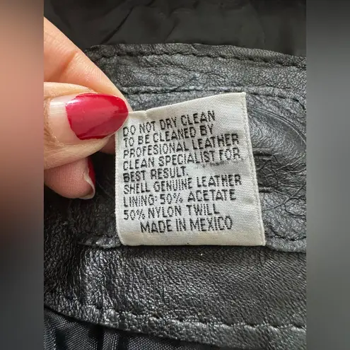 European Vintage Moto Leather Black Vest fits like a small