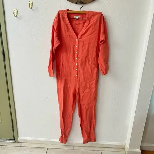 Outerknown  Retrograde Linen Sunset Orange Pink Jumpsuit XS