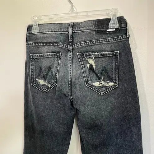 Mother The Flirt Chew Jeans in Cat & Kings Wash Straight Leg Jeans Size 24 Black