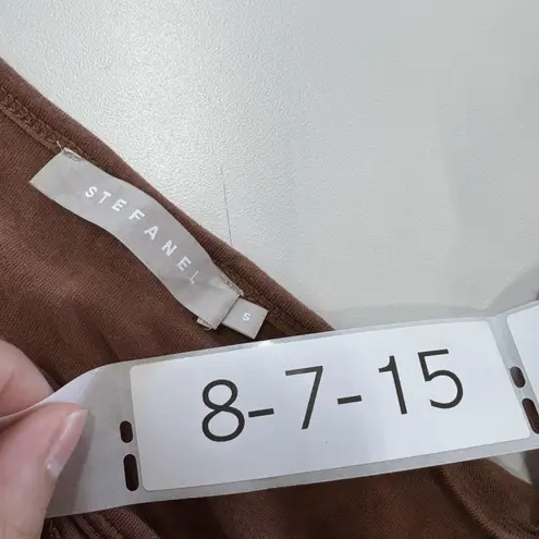 Stefanel Dress Womens Small Brown Long Sleeve Blouson Bubble Hem Viscose Ruched