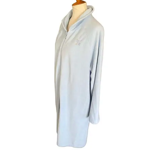 Soft Baby Blue Long Zippered Robe Size XL Blue