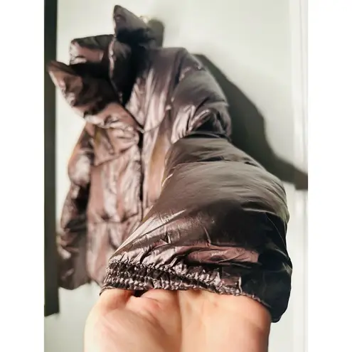 SAVE THE DUCK Ishya Puffer Black Brown Copper Moto Quilted Coat Jacket Size S