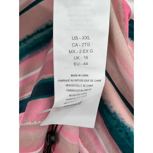 Bikini Lab Women's One Piece Swimsuit Size XXL V-Plunge Striped Thong Strappy