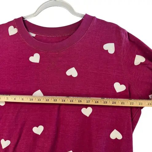 Woman Within Magenta Heart Print Sweatshirt Cozy Valentines Day Pullover M 14/16