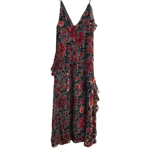 Jill Stuart Ruffled Floral 3D Velvet Floral Maxi Dress Size 6