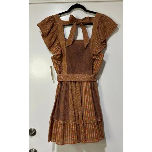 Cleobella  Earth Day Mini Dress Size Large NWT Terracotta Patchwork