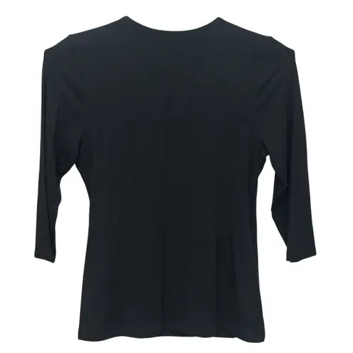 Soft Surroundings Soft Surroundings Alyssa Knit Top Womens Small Black Cross Over Ruched Casual