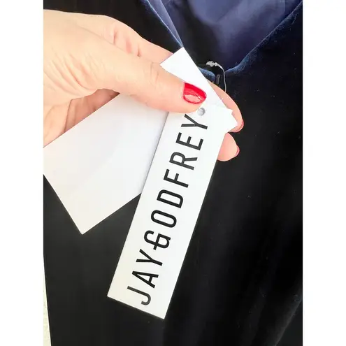 Jay Godfrey NWT Sleeveless Velvet Plunge Neck Maxi Dress Dark Blue Womens Size 0