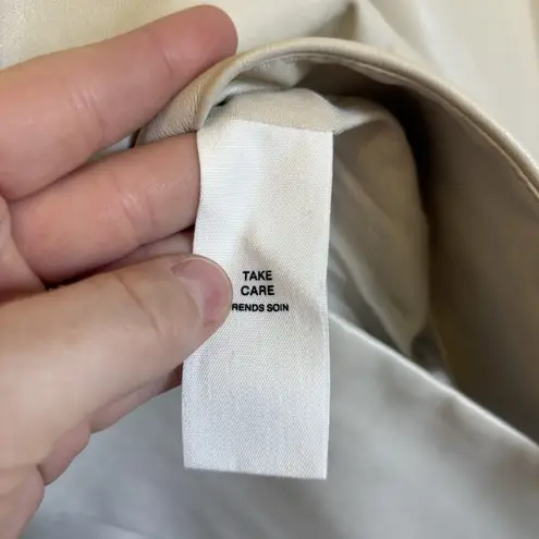 Avec Les Filles Faux Leather Structured Boyfriend Blazer Cream Beige XL