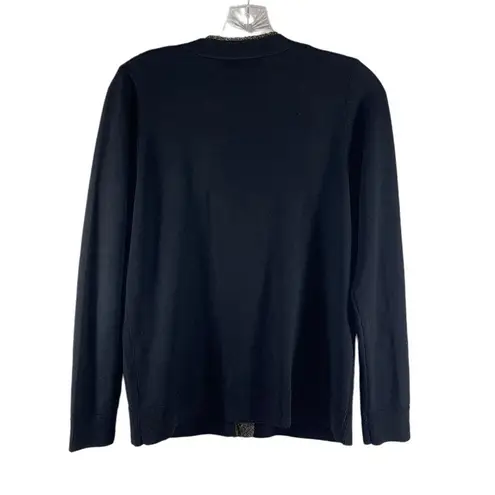 Milly Black and Gold Merino Wool Cardigan Sweater Size Med