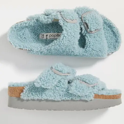 Papillio by Birkenstock Fuzzy Blue Sandals Sz 37 NWT